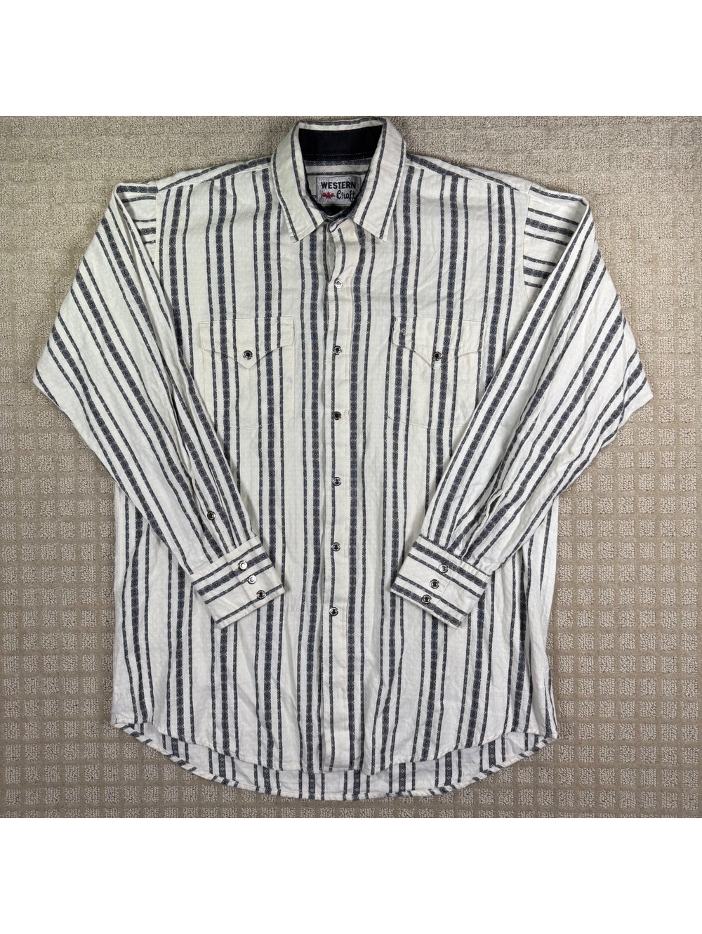 Western Craft white striped button-up shirt 2XL